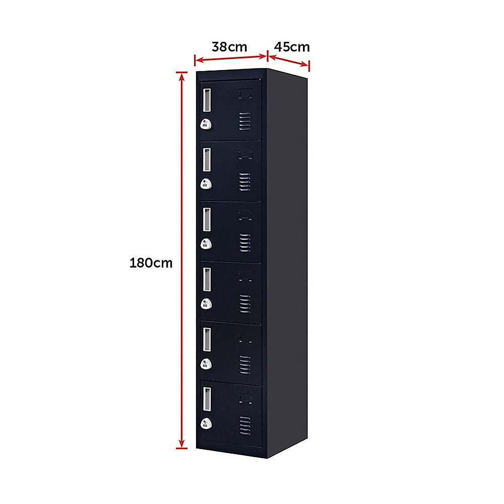6-Door Locker for Office Gym Shed School Home Storage - TRENDZ