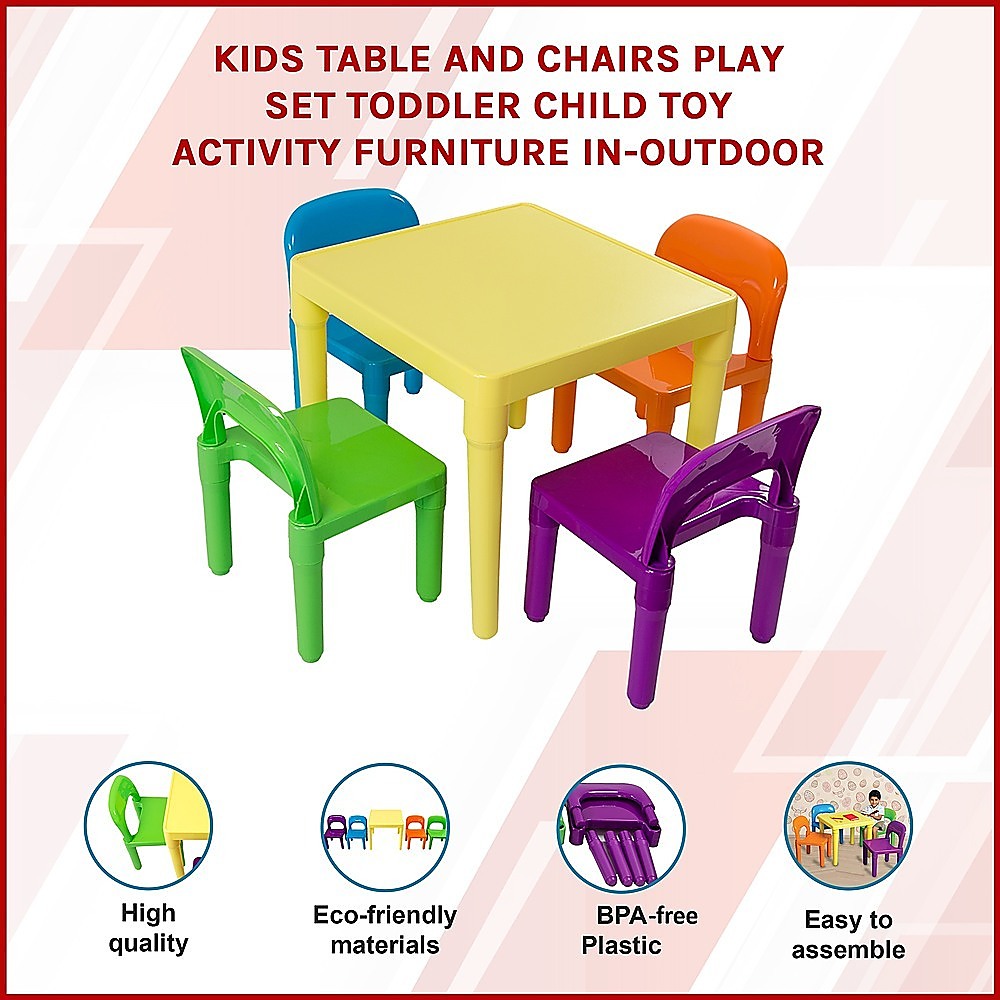 Kids Table and Chairs Play Set Toddler Child Toy Activity Furniture In-Outdoor - TRENDZ