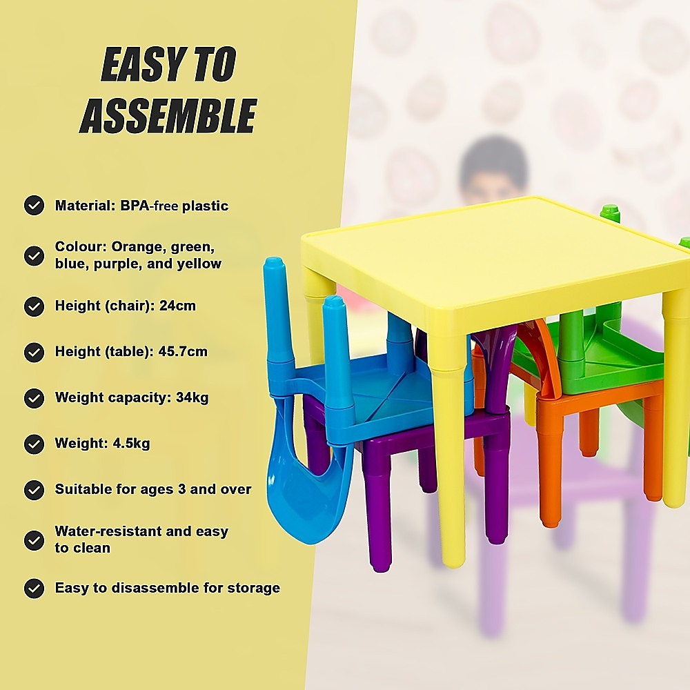 Kids Table and Chairs Play Set Toddler Child Toy Activity Furniture In-Outdoor - TRENDZ