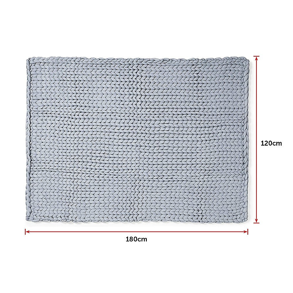 Hand Knitted Chunky Blanket Thick Acrylic Yarn Blanket Home Decor Throw Rug - Grey - TRENDZ