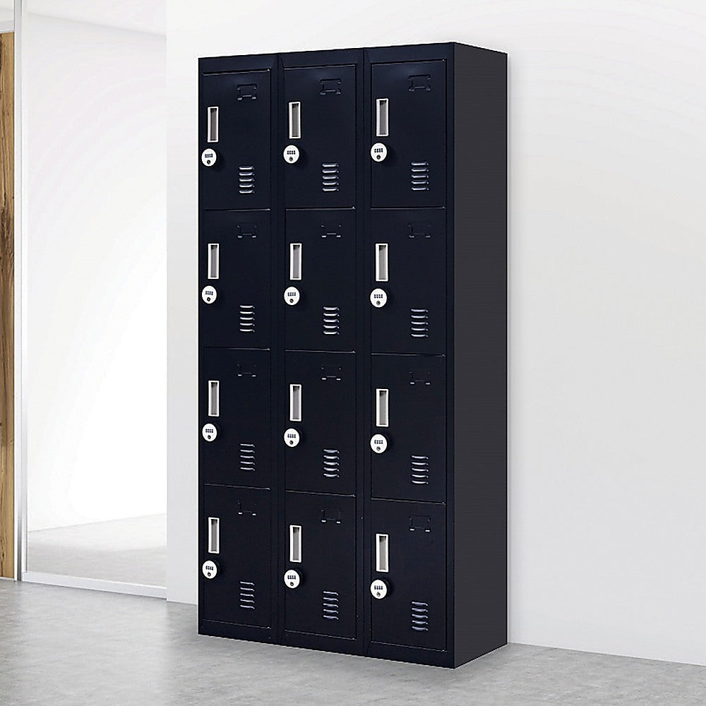 12-Door Locker for Office Gym Shed School Home Storage - 4-Digit Combination Lock - TRENDZ
