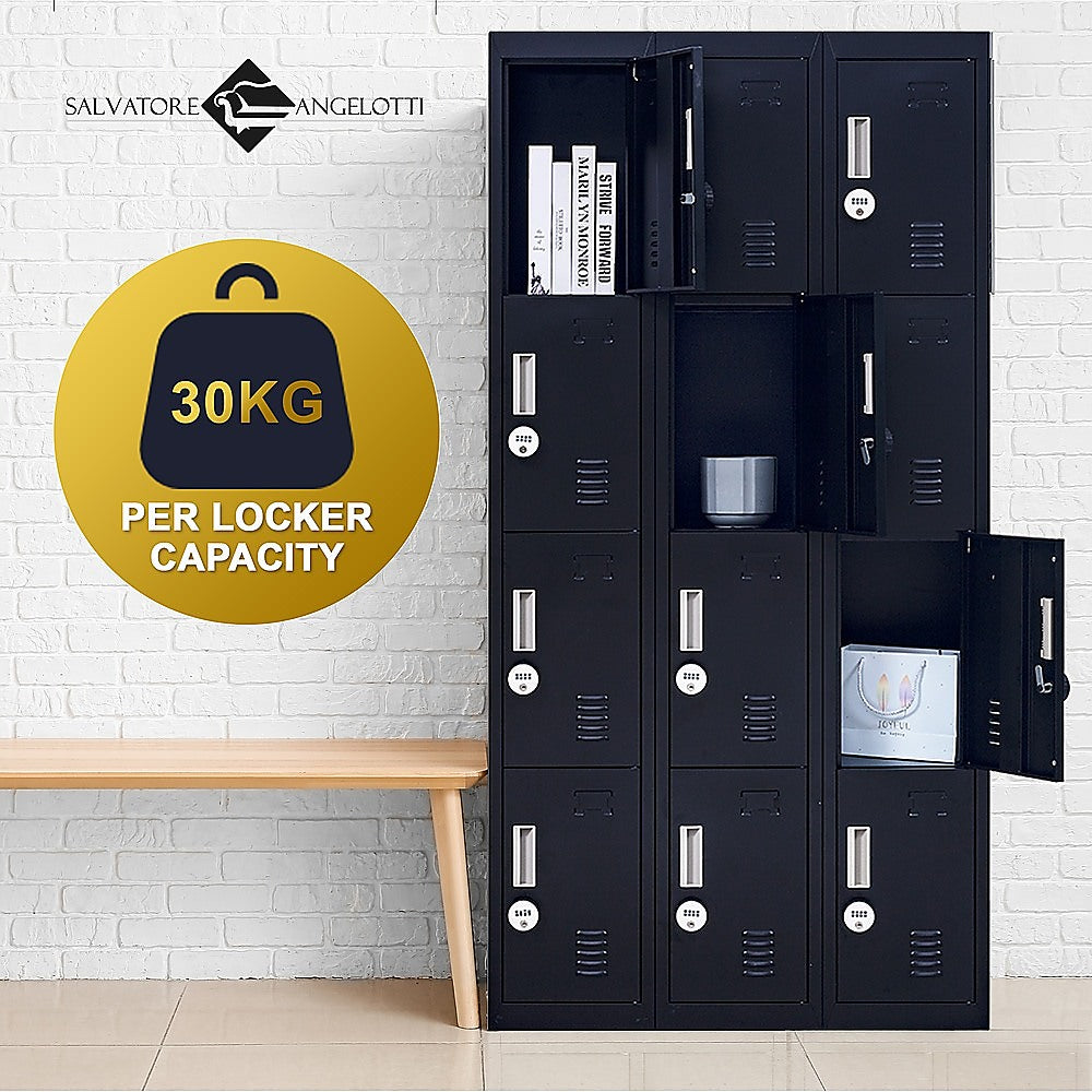 12-Door Locker for Office Gym Shed School Home Storage - 4-Digit Combination Lock - TRENDZ