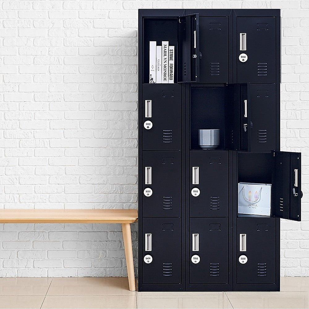12-Door Locker for Office Gym Shed School Home Storage - 4-Digit Combination Lock - TRENDZ