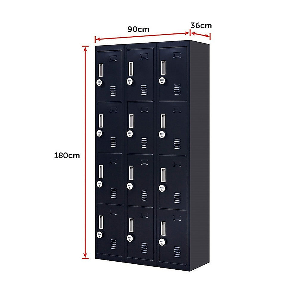 12-Door Locker for Office Gym Shed School Home Storage - 4-Digit Combination Lock - TRENDZ