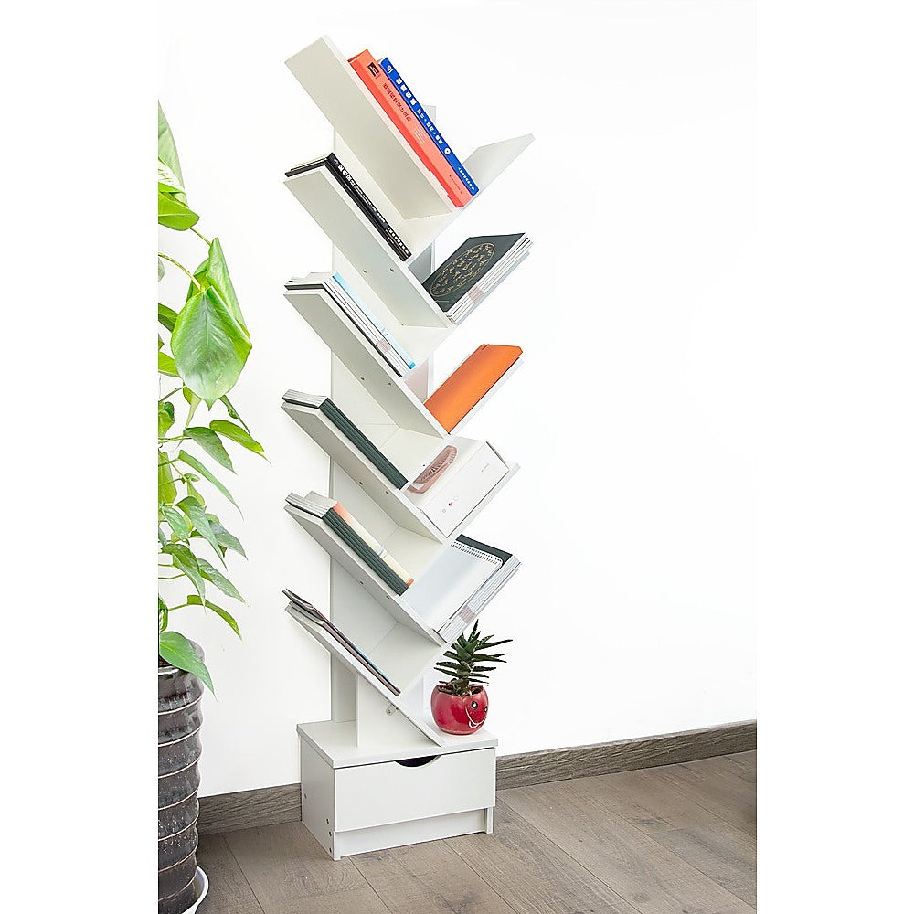 Tree Bookshelf Bookcase Book Organizer 12-Tier Multipurpose Shelf Display Racks - TRENDZ