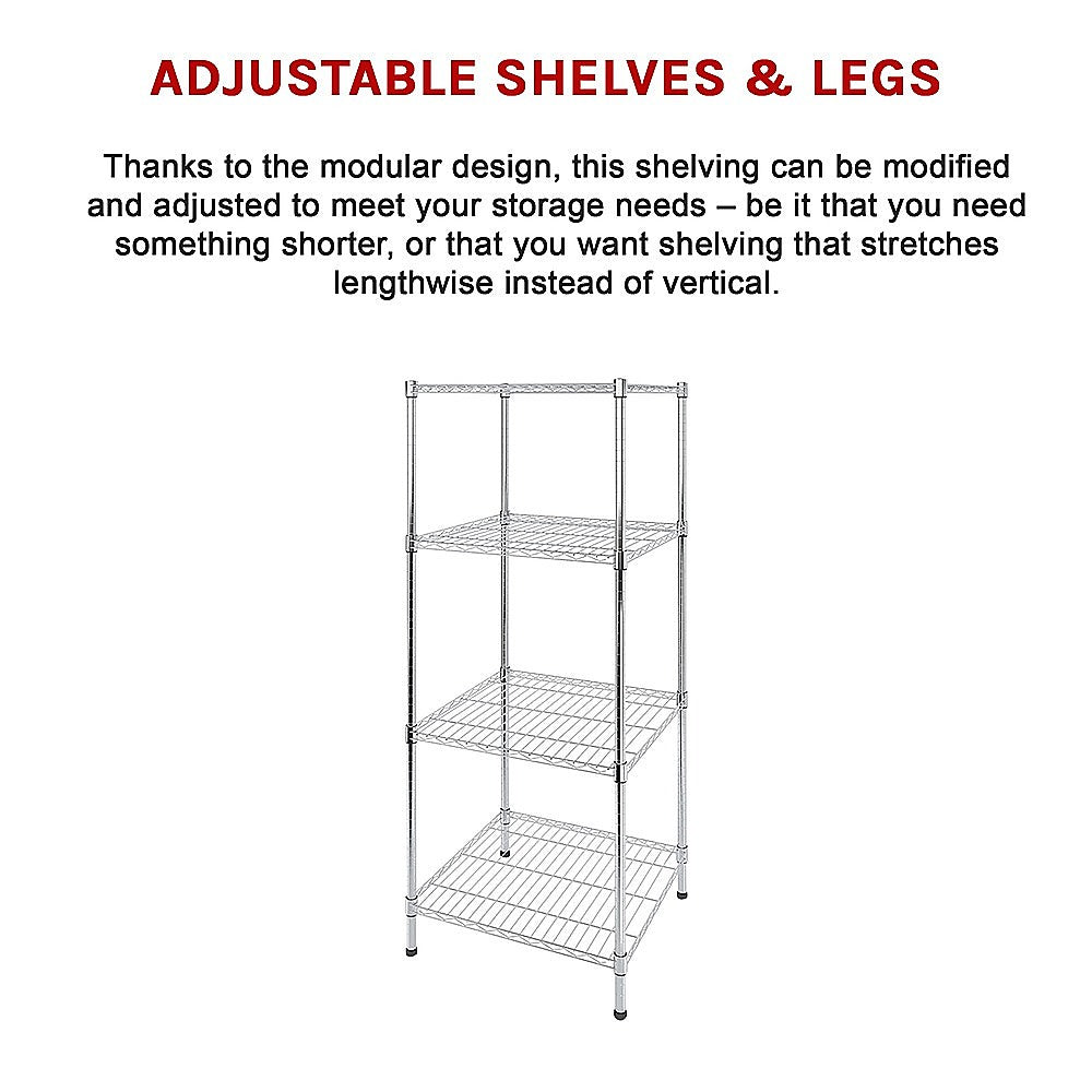 Modular Wire Storage Shelf 600 x 600 x 1800mm Steel Shelving - TRENDZ