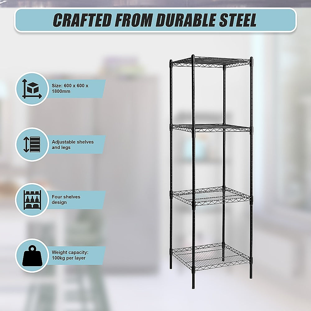 Modular Wire Storage Shelf 600 x 600 x 1800mm Steel Shelving - TRENDZ