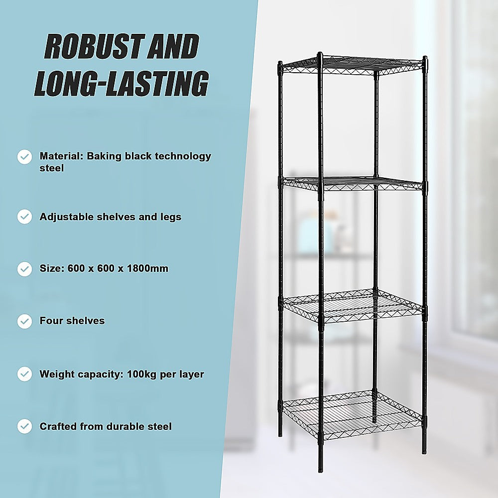 Modular Wire Storage Shelf 600 x 600 x 1800mm Steel Shelving - TRENDZ