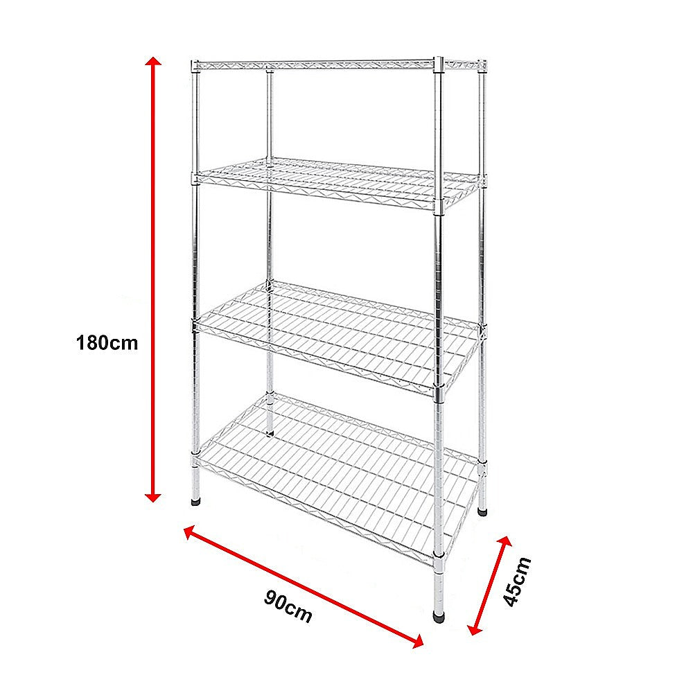 Modular Wire Storage Shelf 900 x 450 x 1800mm Steel Shelving - TRENDZ