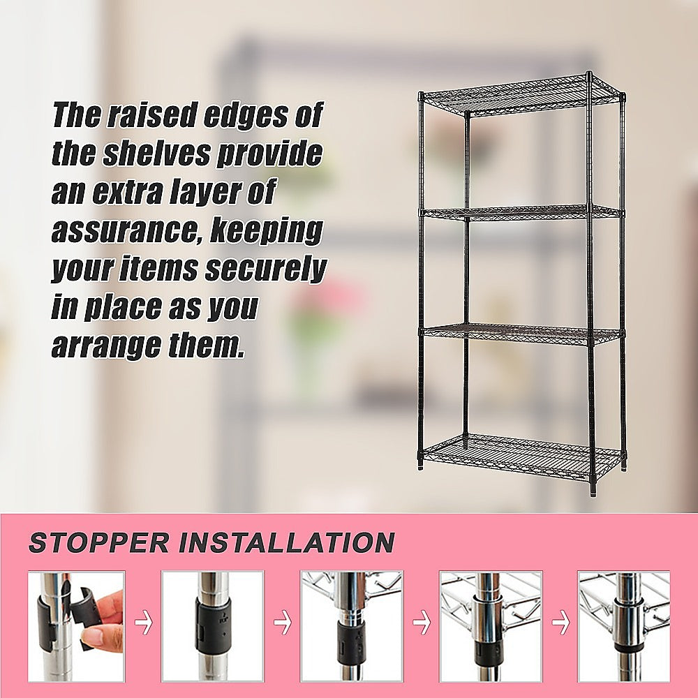 Modular Wire Storage Shelf 900 x 450 x 1800mm Steel Shelving - TRENDZ