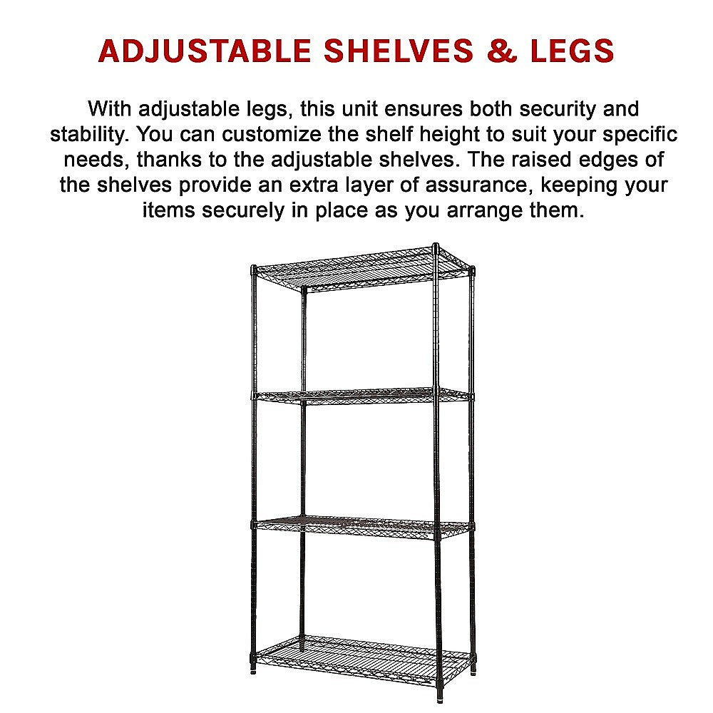 Modular Wire Storage Shelf 900 x 450 x 1800mm Steel Shelving - TRENDZ