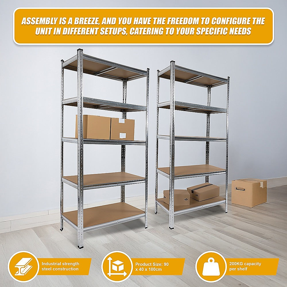 2 x 1.8M Garage Shelving Warehouse Rack Storage Shelves Pallet Racking - TRENDZ