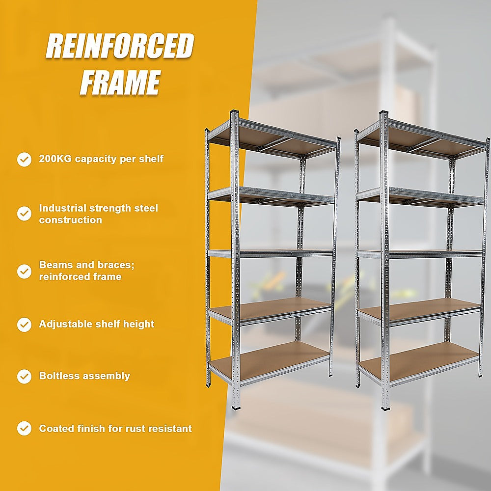 2 x 1.8M Garage Shelving Warehouse Rack Storage Shelves Pallet Racking - TRENDZ