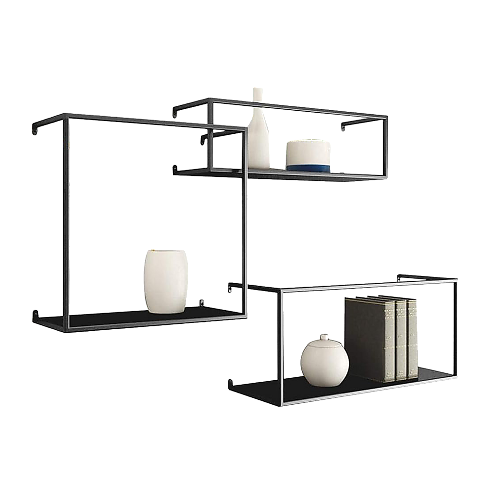 Floating Shelves Retro Industrial Ledge Black Metal Display Stand - TRENDZ