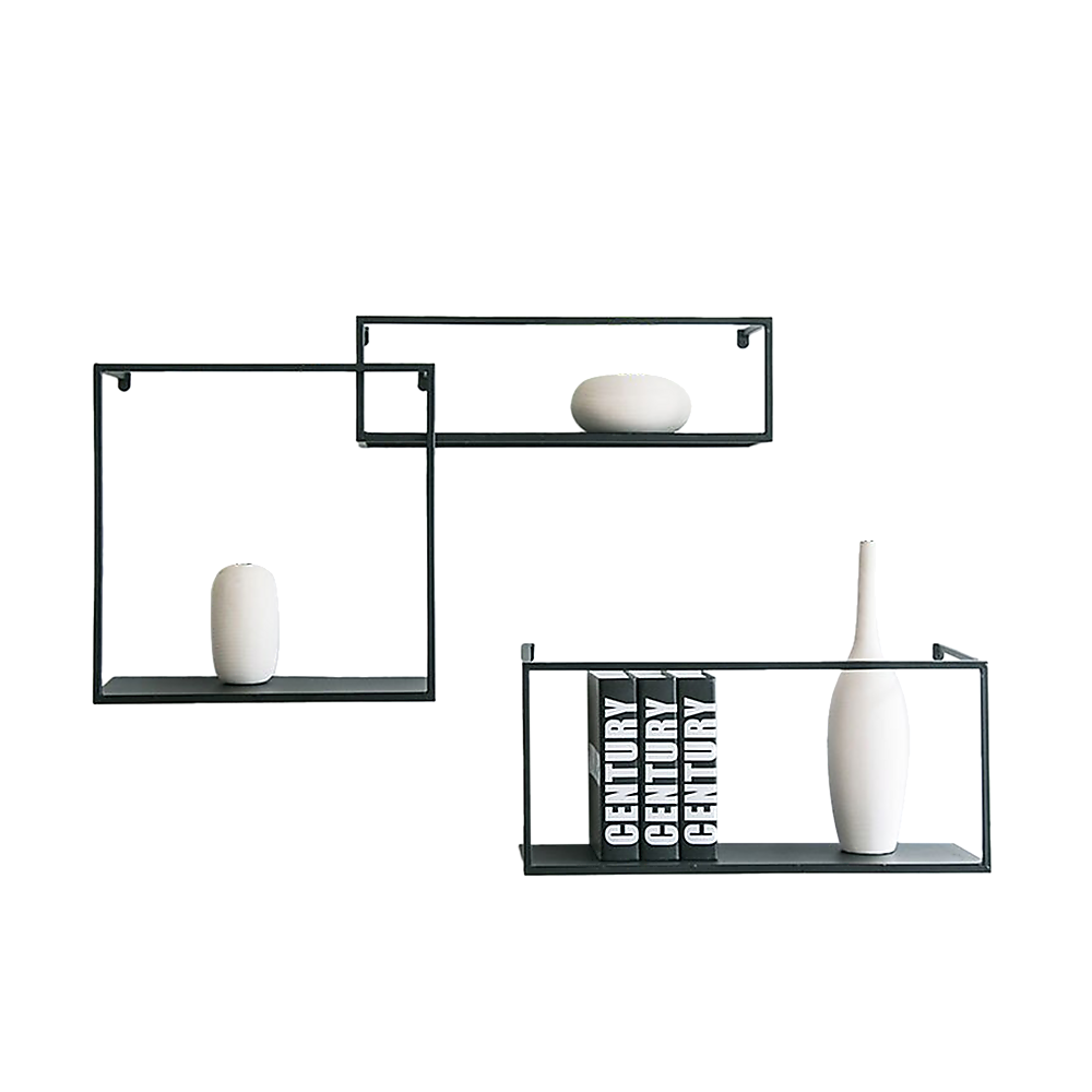 Floating Shelves Retro Industrial Ledge Black Metal Display Stand - TRENDZ