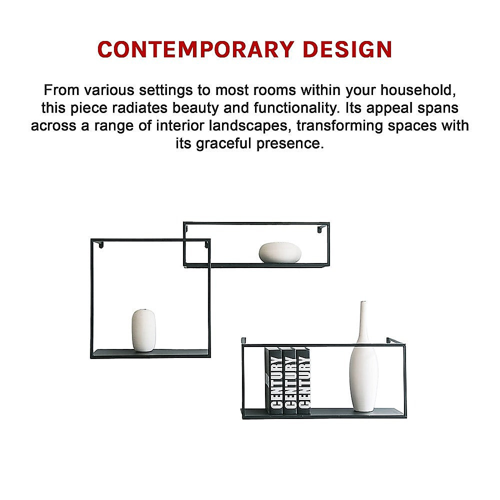 Floating Shelves Retro Industrial Ledge Black Metal Display Stand - TRENDZ