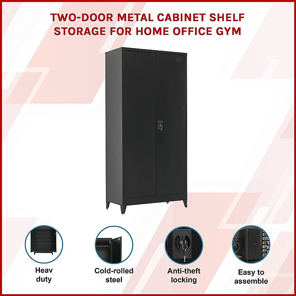 Two-Door Metal Cabinet Shelf Storage for Home Office Gym - TRENDZ