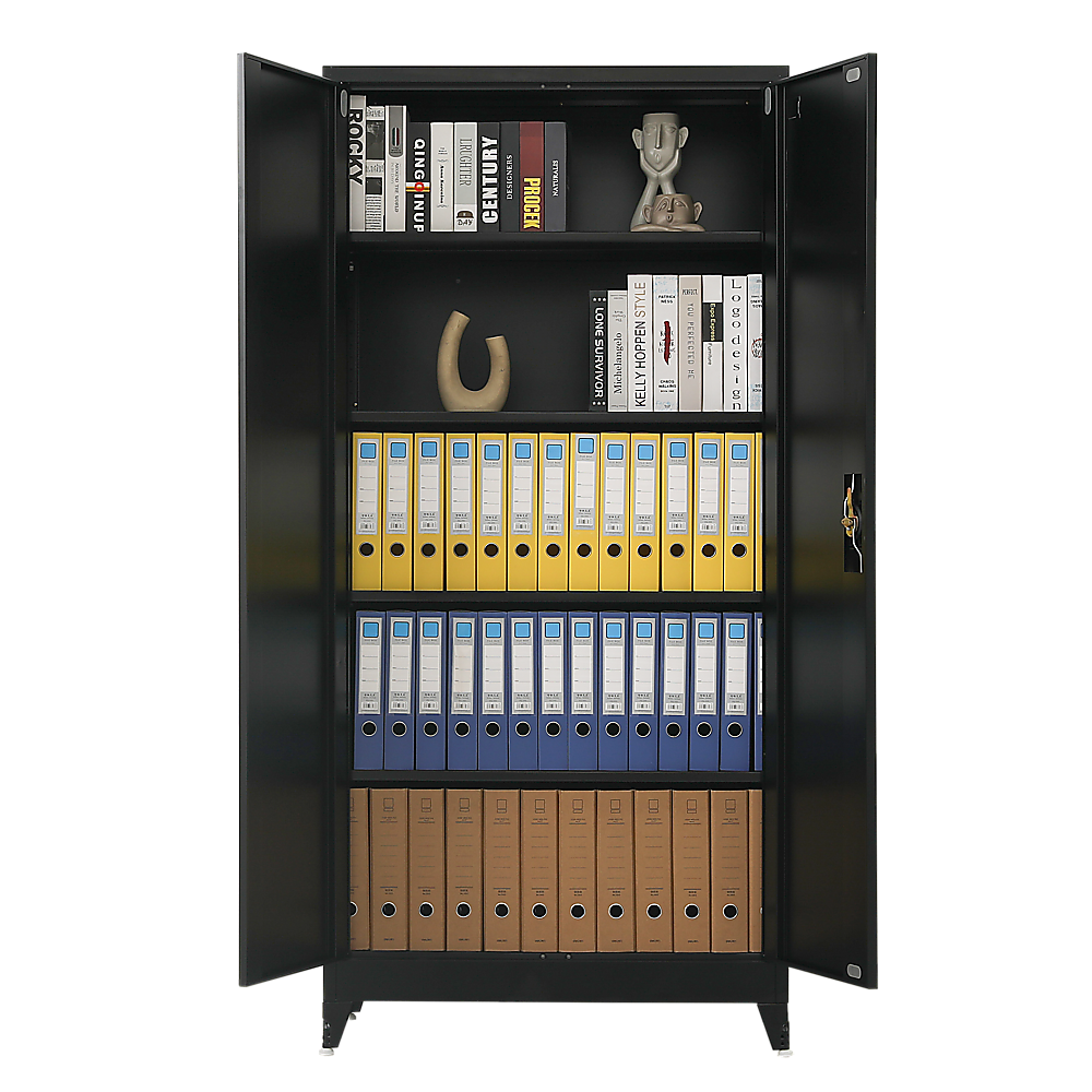 Two-Door Metal Cabinet Shelf Storage for Home Office Gym - TRENDZ