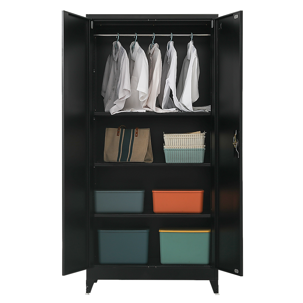 Two-Door Metal Cabinet Shelf Storage for Home Office Gym - TRENDZ