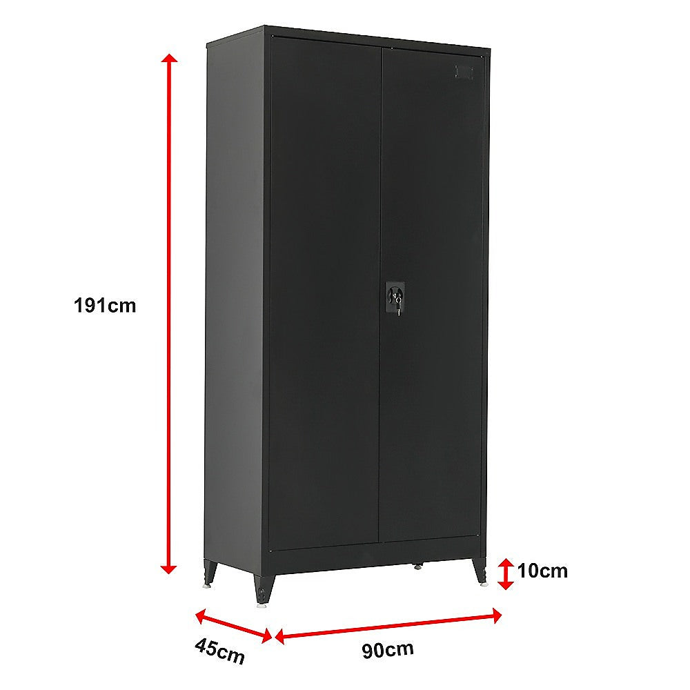 Two-Door Metal Cabinet Shelf Storage for Home Office Gym - TRENDZ