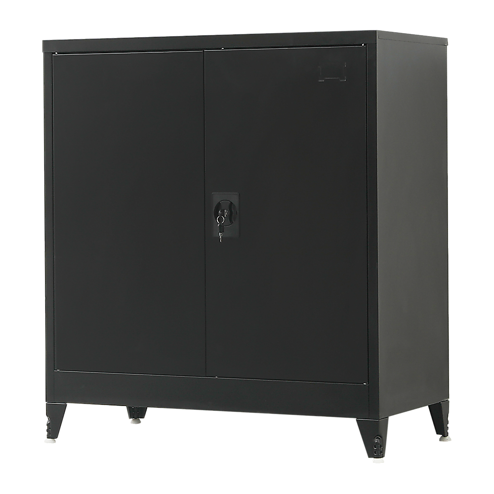 Two-Door Metal Short Cabinet Shelf Storage for Home Office Gym - TRENDZ