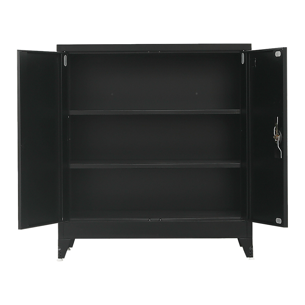 Two-Door Metal Short Cabinet Shelf Storage for Home Office Gym - TRENDZ