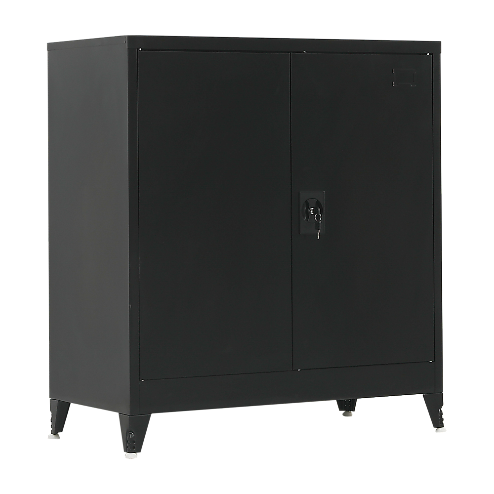Two-Door Metal Short Cabinet Shelf Storage for Home Office Gym - TRENDZ