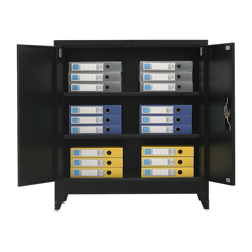 Two-Door Metal Short Cabinet Shelf Storage for Home Office Gym - TRENDZ