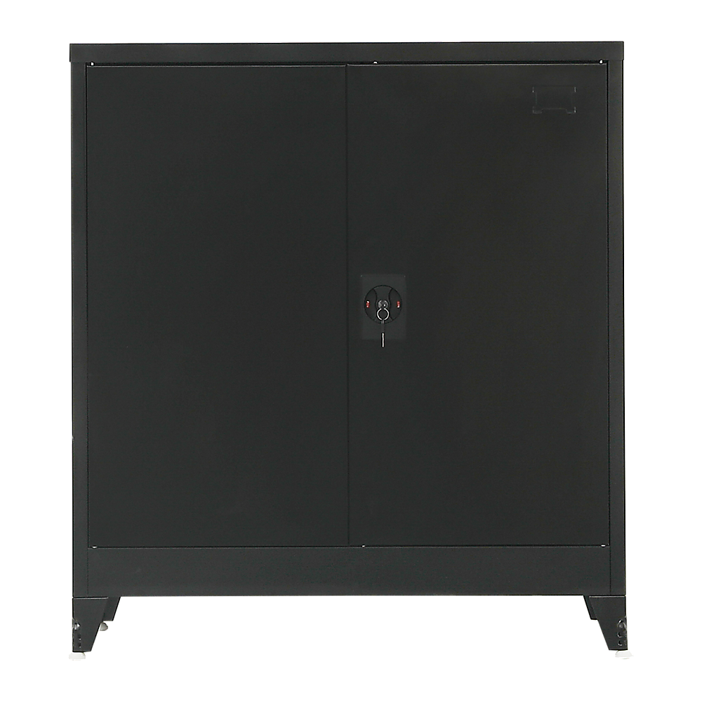 Two-Door Metal Short Cabinet Shelf Storage for Home Office Gym - TRENDZ