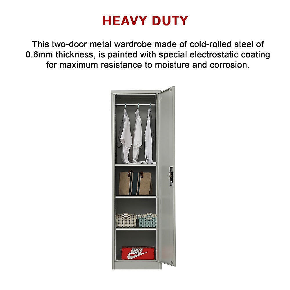 Single-Door Metal Tall Cabinet Shelf Storage for Home Office Gym - TRENDZ