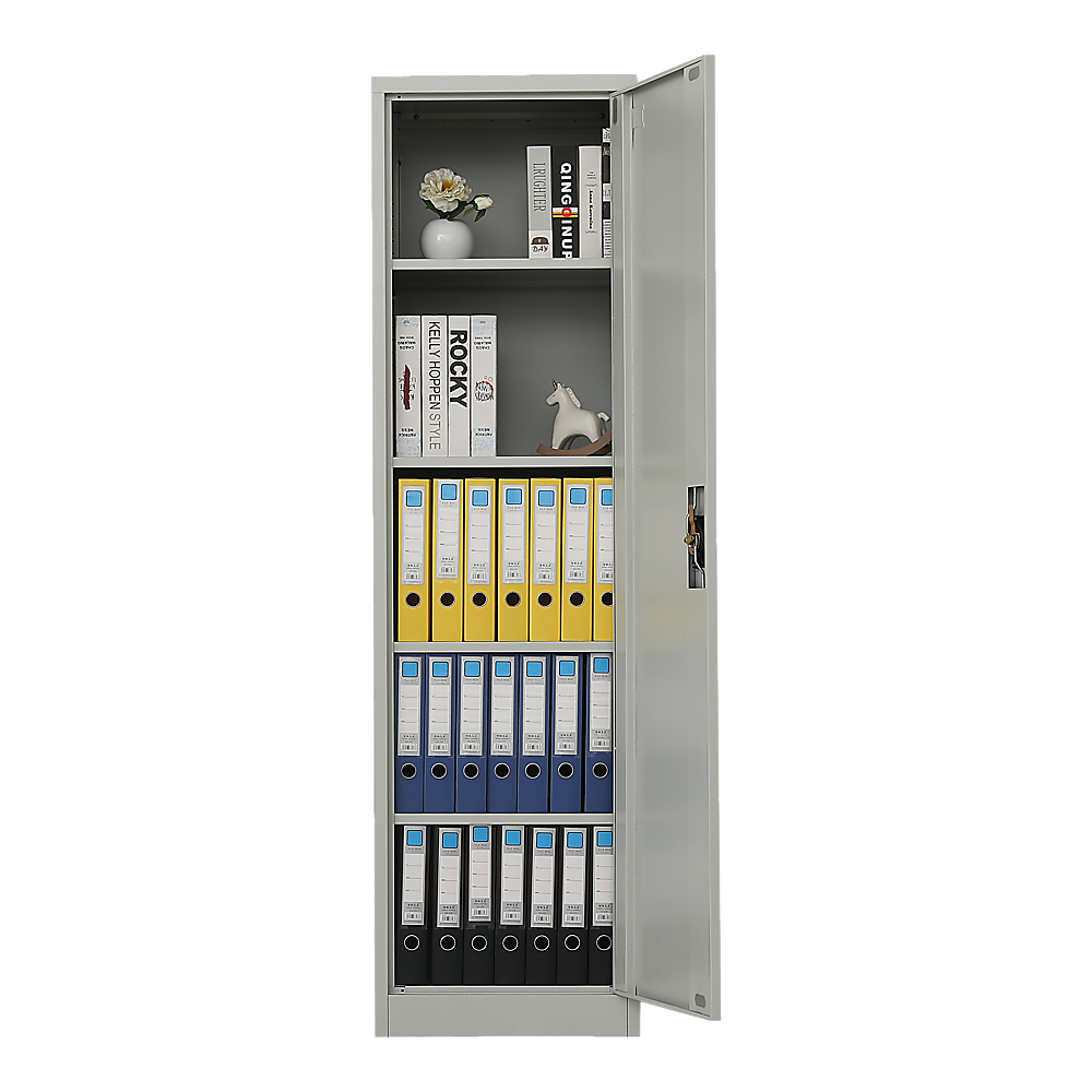 Single-Door Metal Tall Cabinet Shelf Storage for Home Office Gym - TRENDZ