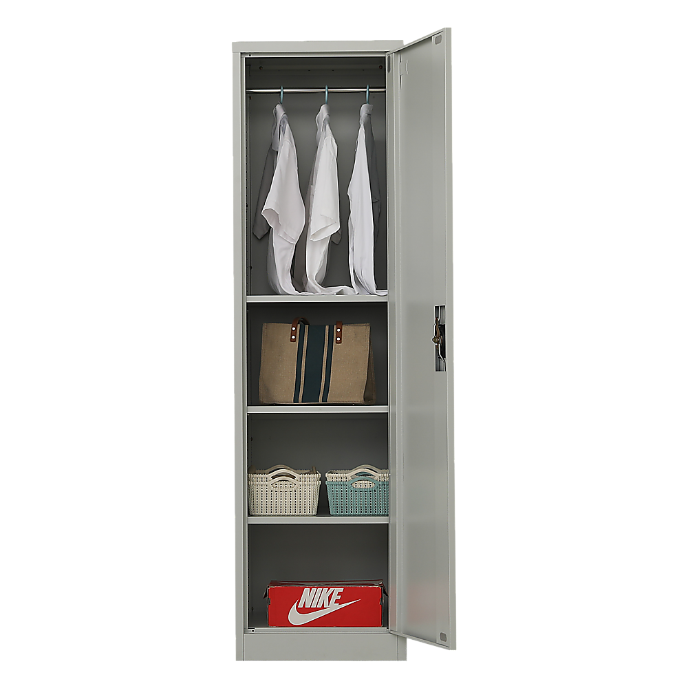 Single-Door Metal Tall Cabinet Shelf Storage for Home Office Gym - TRENDZ