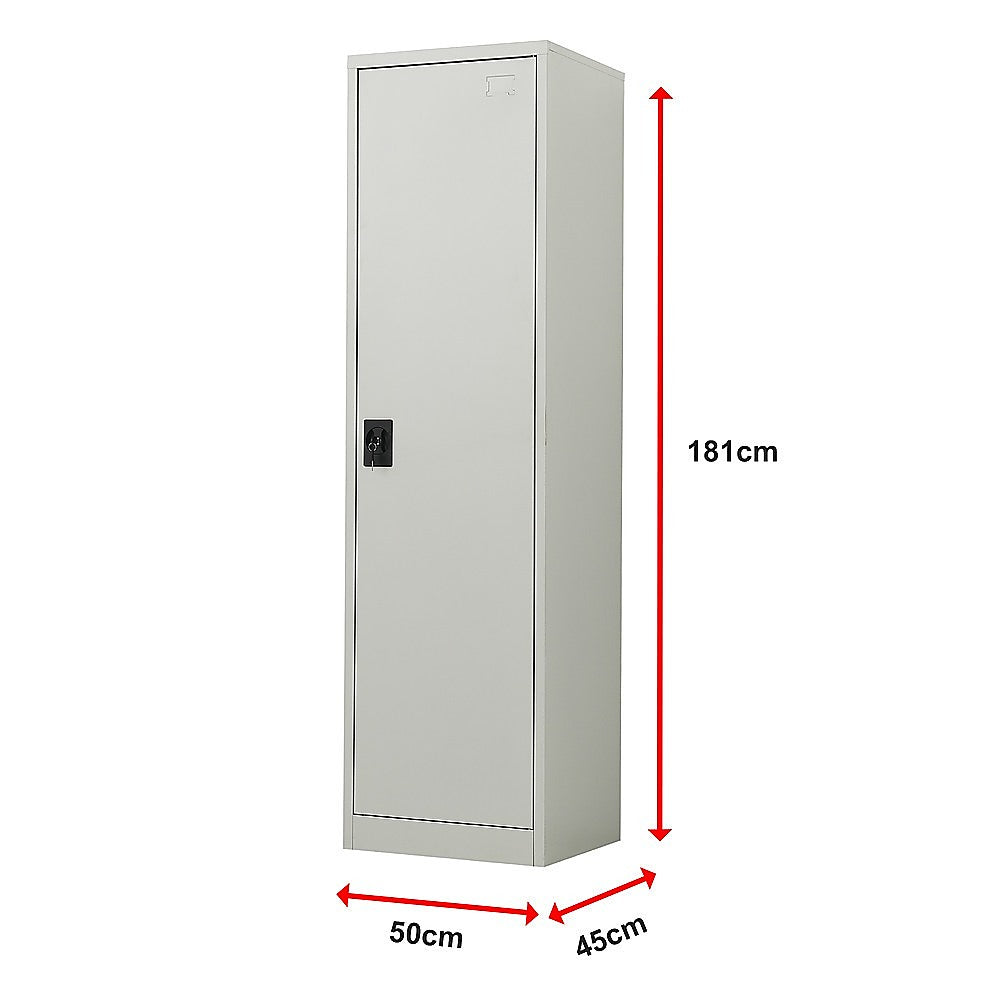 Single-Door Metal Tall Cabinet Shelf Storage for Home Office Gym - TRENDZ