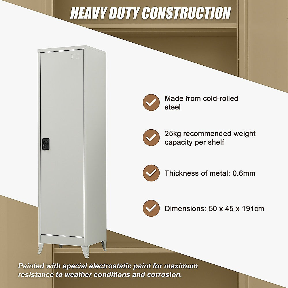 Single-Door Metal Tall Cabinet Shelf Storage for Home Office Gym - TRENDZ