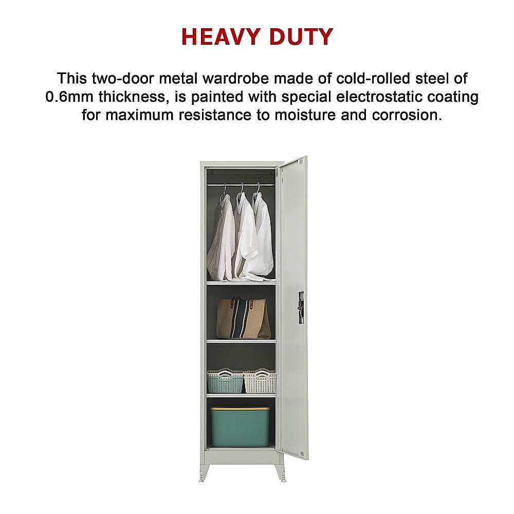 Single-Door Metal Tall Cabinet Shelf Storage for Home Office Gym - TRENDZ
