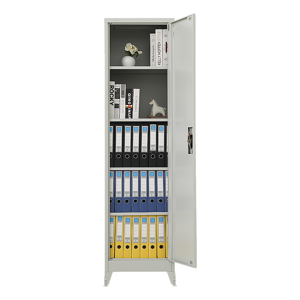 Single-Door Metal Tall Cabinet Shelf Storage for Home Office Gym - TRENDZ