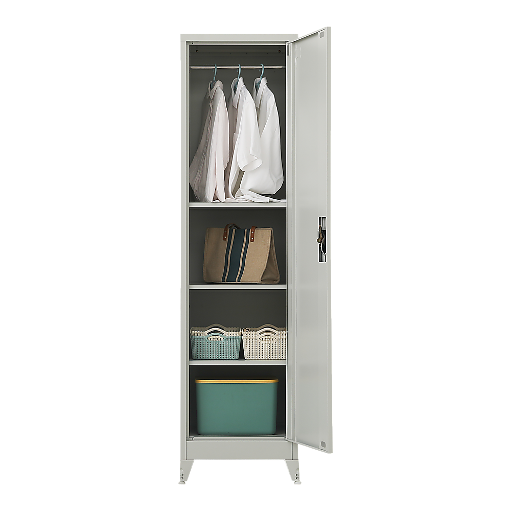 Single-Door Metal Tall Cabinet Shelf Storage for Home Office Gym - TRENDZ
