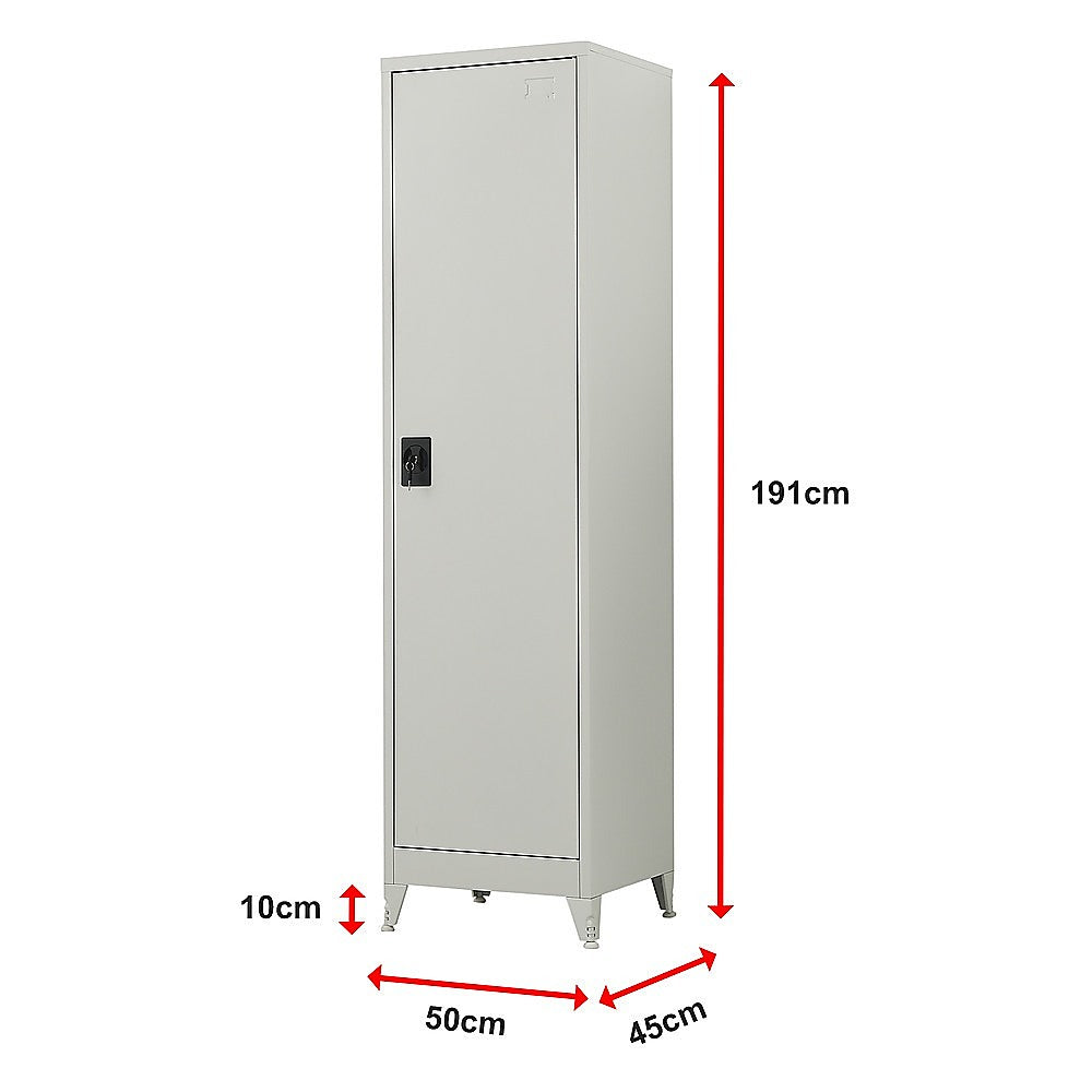 Single-Door Metal Tall Cabinet Shelf Storage for Home Office Gym - TRENDZ