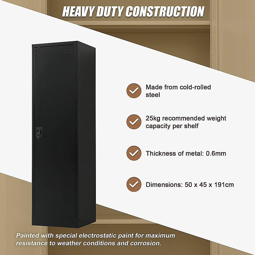 Single-Door Metal Tall Cabinet Shelf Storage for Home Office Gym - TRENDZ