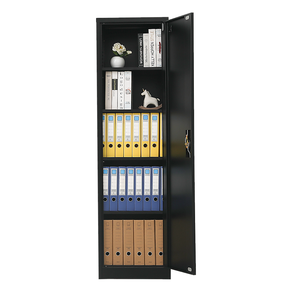Single-Door Metal Tall Cabinet Shelf Storage for Home Office Gym - TRENDZ
