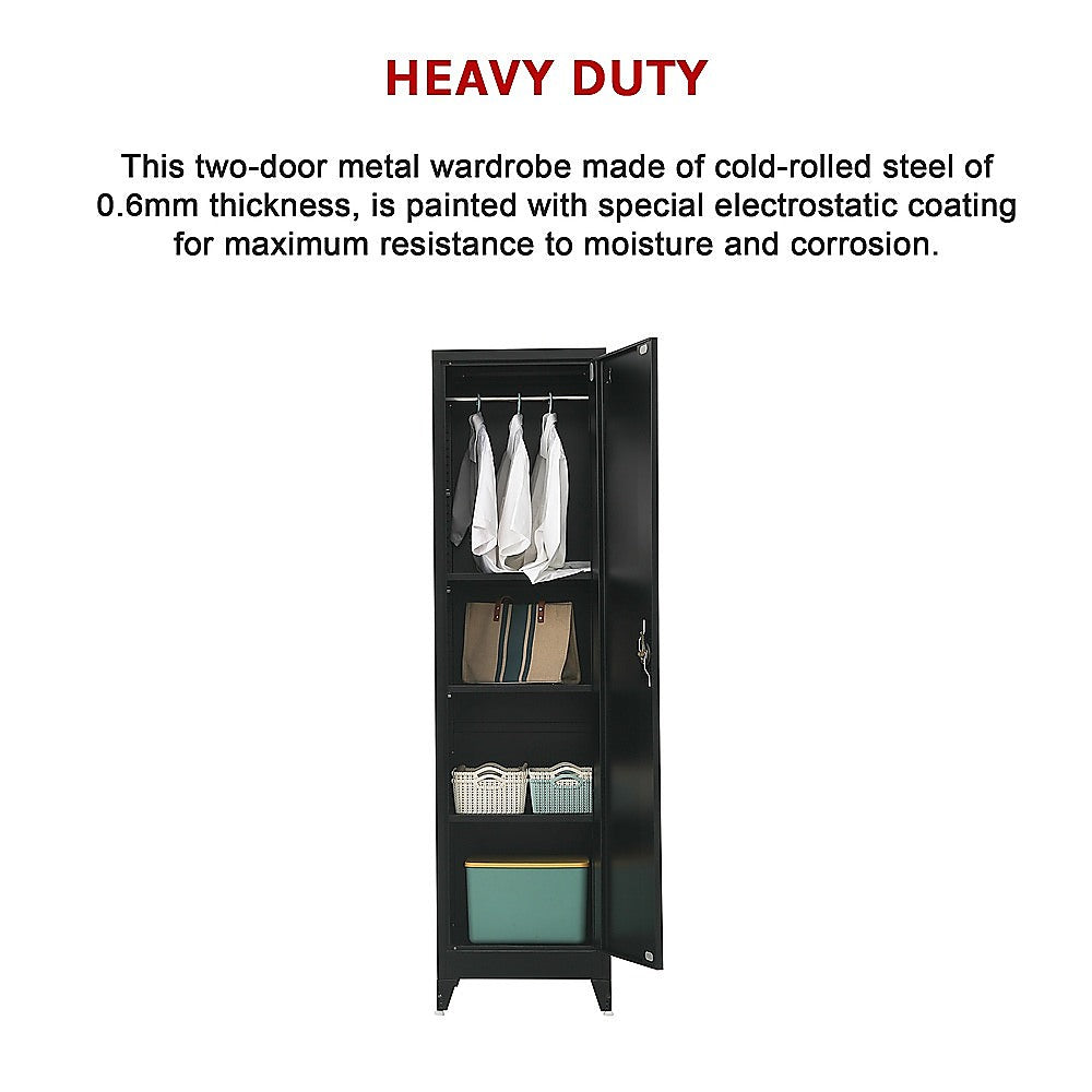 Single-Door Metal Tall Cabinet Shelf Storage for Home Office Gym - TRENDZ