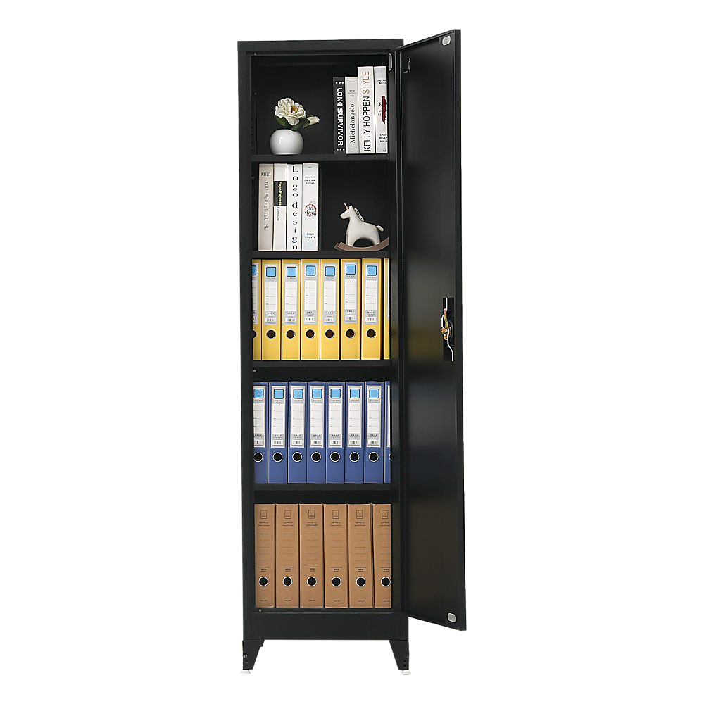 Single-Door Metal Tall Cabinet Shelf Storage for Home Office Gym - TRENDZ