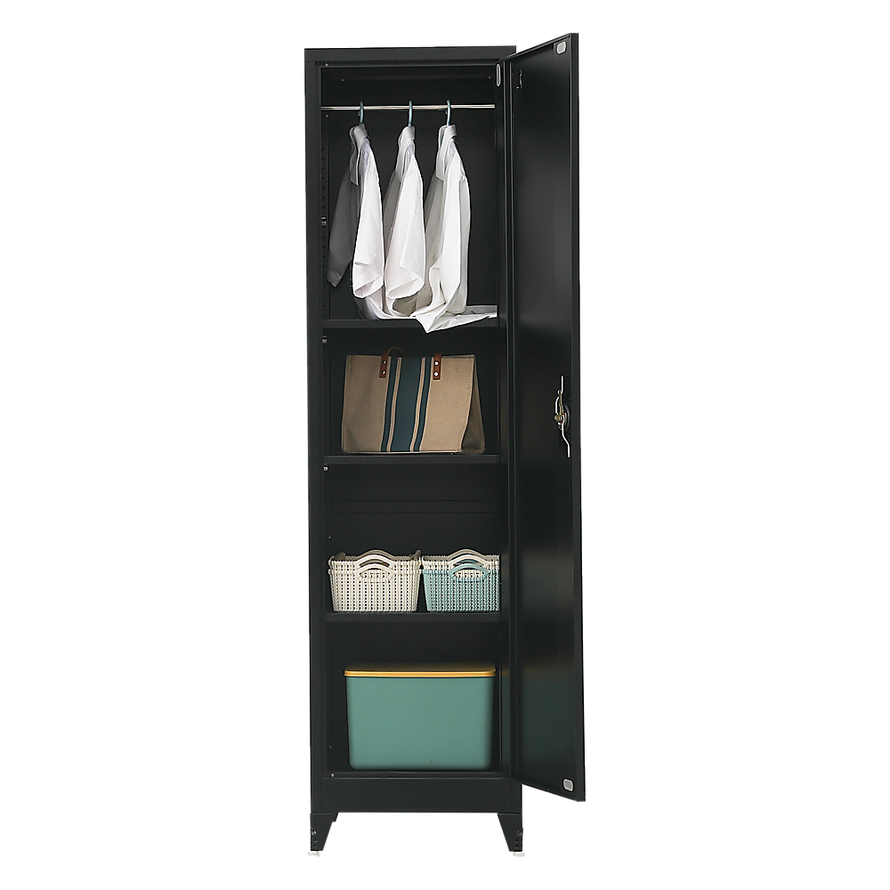 Single-Door Metal Tall Cabinet Shelf Storage for Home Office Gym - TRENDZ