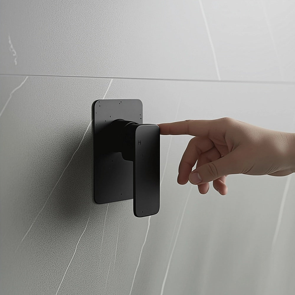 Single Square Shower Bath Mixer Tap Bathroom WATERMARK Approved in Black