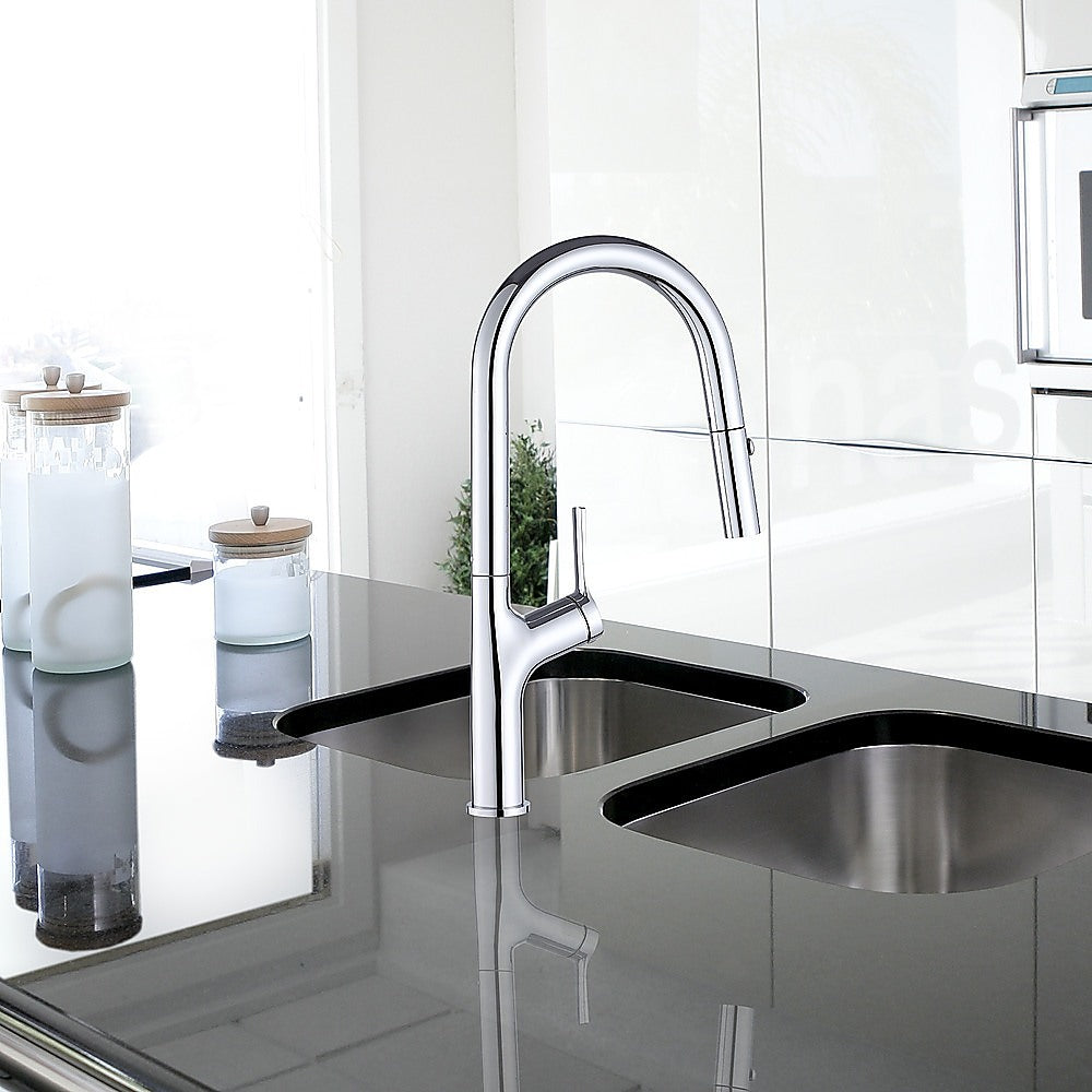 Kitchen Laundry Bathroom Basin Sink Pull Out Mixer Tap Faucet in Chrome - TRENDZ