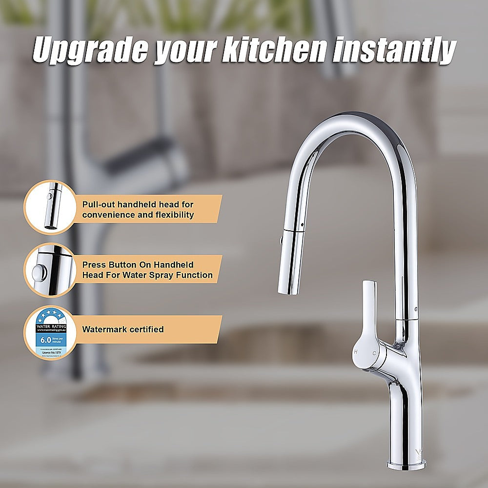 Kitchen Laundry Bathroom Basin Sink Pull Out Mixer Tap Faucet in Chrome - TRENDZ