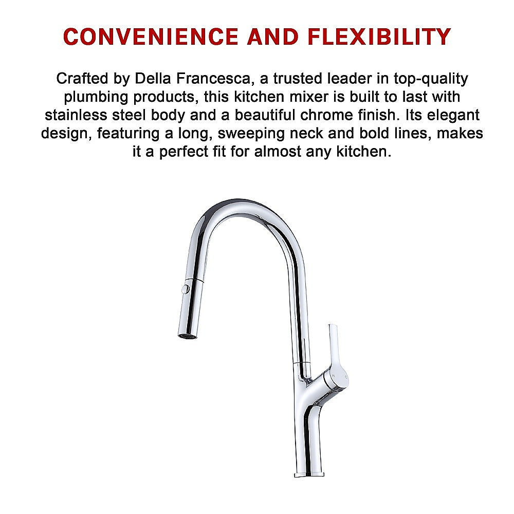 Kitchen Laundry Bathroom Basin Sink Pull Out Mixer Tap Faucet in Chrome - TRENDZ