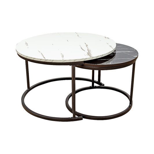Coffee Table Round Marble Design Nesting Side Furniture - TRENDZ