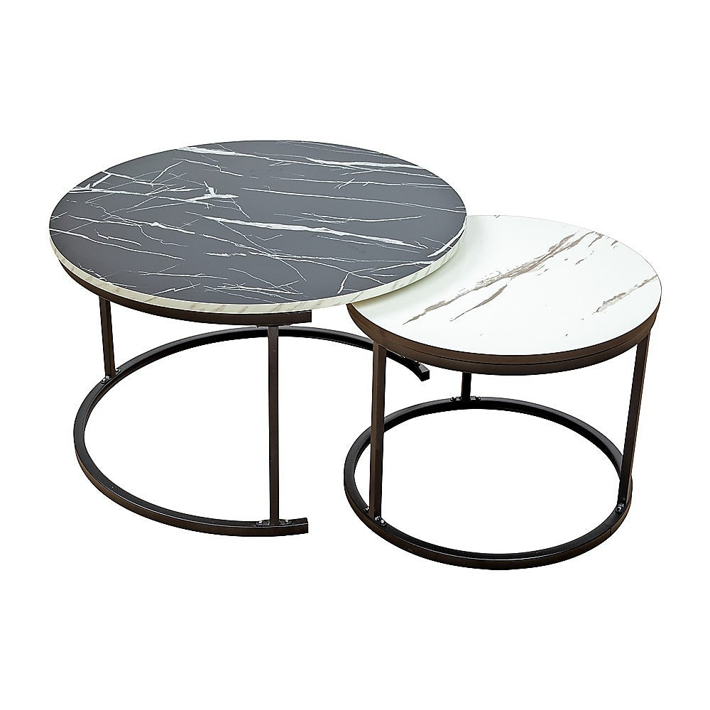 Coffee Table Round Marble Design Nesting Side Furniture - TRENDZ