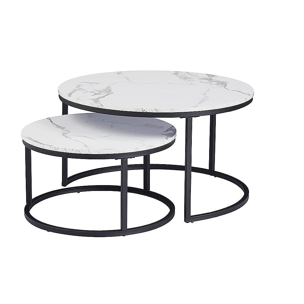Coffee Table Round Marble Design Nesting Side Furniture - TRENDZ
